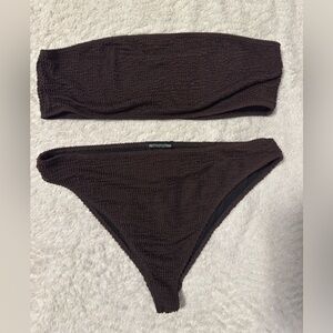 PrettyLittleThing Chocolate Textured Bikini